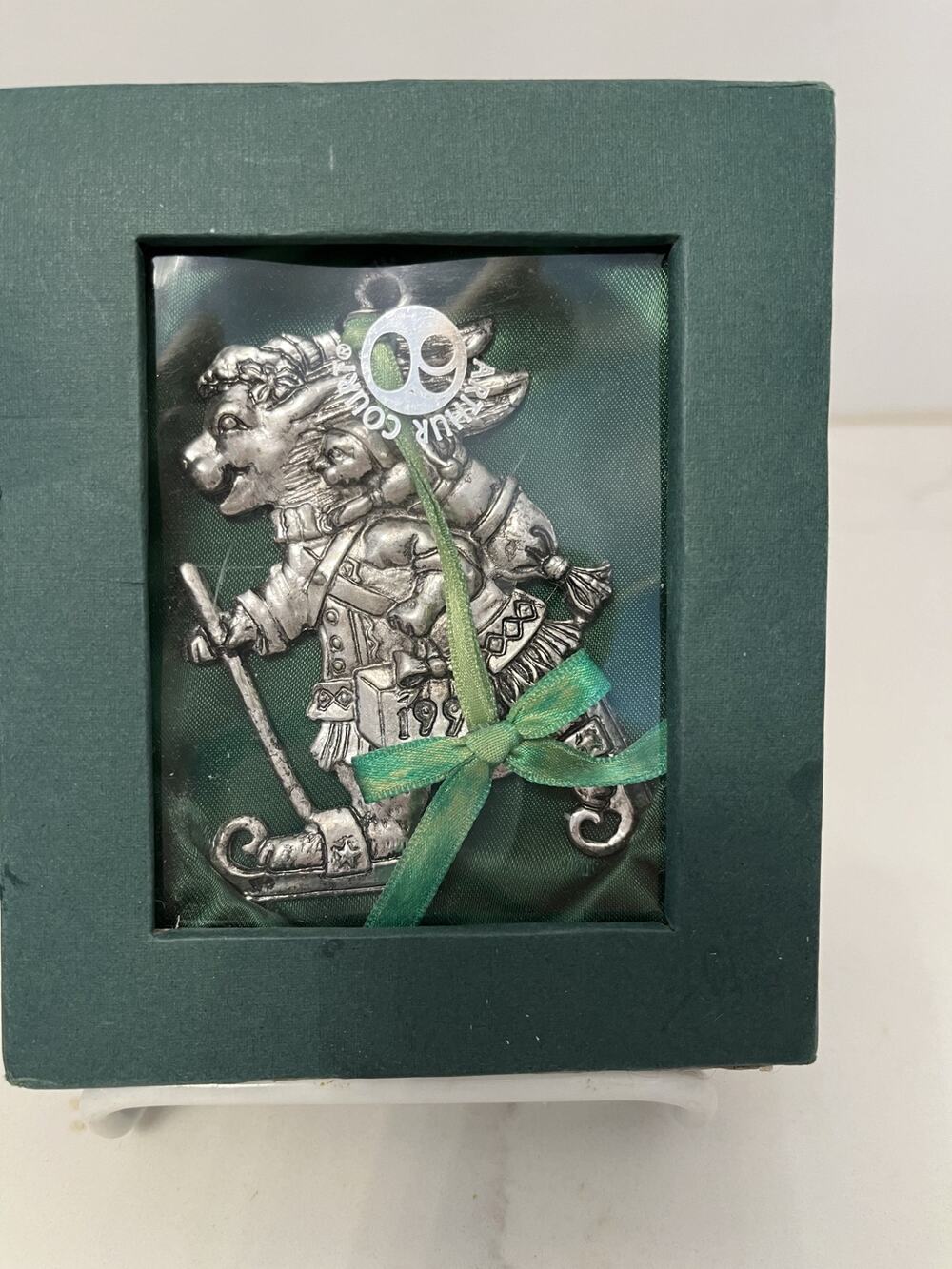 Christmas Ornament Bunny On Skates Arthur Court Hand Cast New in Box 1996 VTG